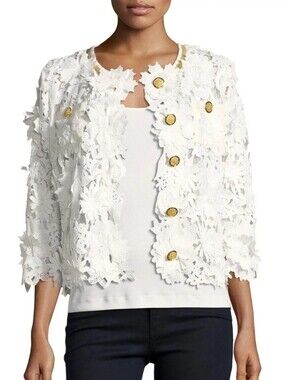 Micheal Simon Floral Crochet Jacket Small